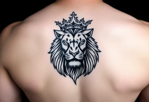 majestic lion wearing crown tattoo idea