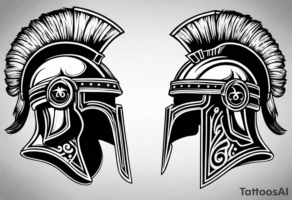 roman helmet vs spartan helmets tattoo idea