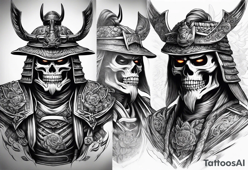 Skeleton samurai tattoo idea