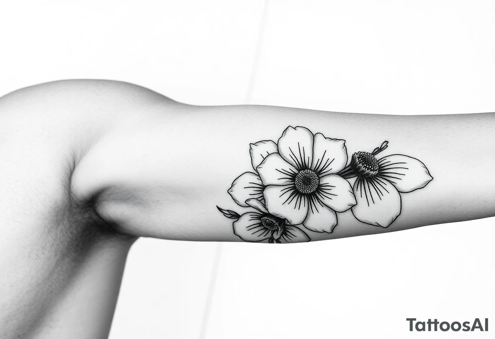 neo traditional flowers tattoo idea