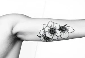 neo traditional flowers tattoo idea