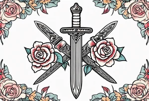 sword

old school vintage simple traditional design with vintage flowers surrounding
bold color simple tattoo idea