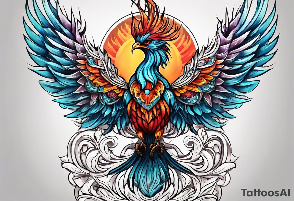 russian firebird with onion cap towers in background tattoo idea