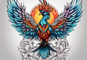 russian firebird with onion cap towers in background tattoo idea