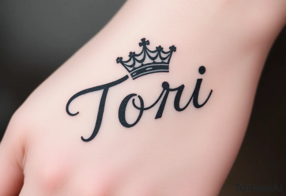 the name Tori with a sexy crown tattoo idea