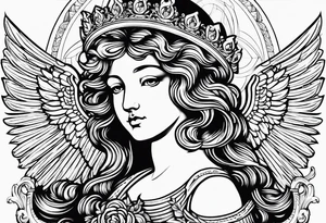 renaissance style cherub geometric no border tattoo idea