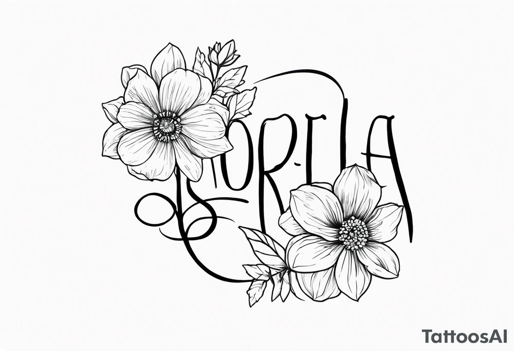 sister tattoo with october and september birth flowers with the word sorella tattoo idea