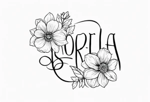 sister tattoo with october and september birth flowers with the word sorella tattoo idea