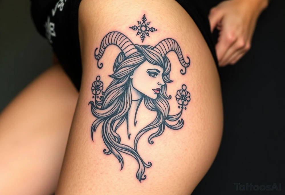 Aries goddess earthy chaos tattoo idea