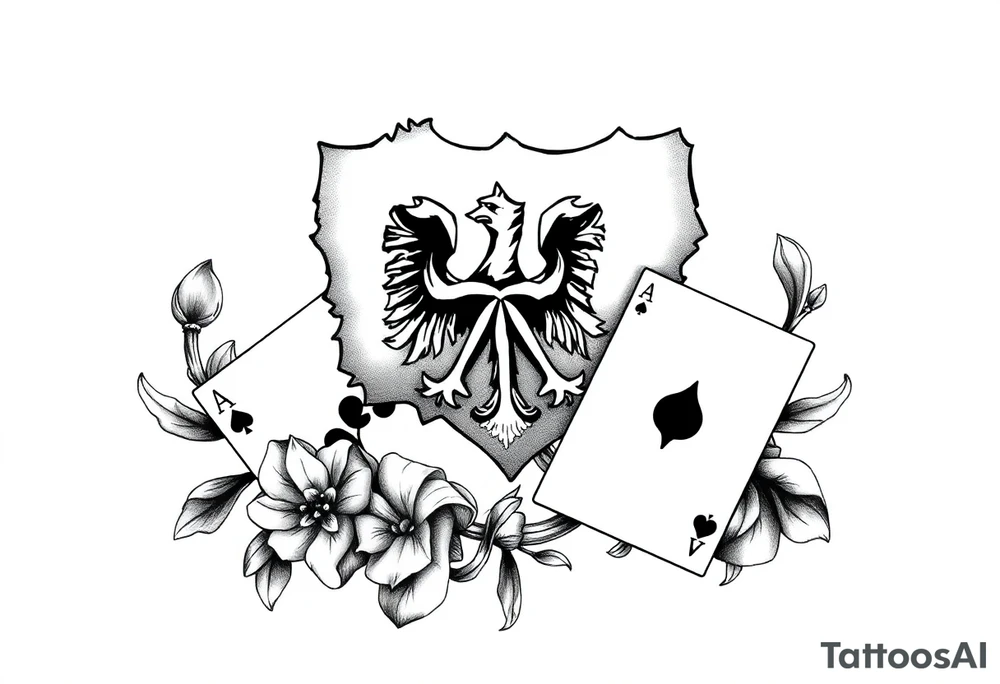 Poland symbol and poker cards Add casino money to it. tattoo idea