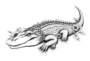 gothic alligator with orange groves tattoo idea