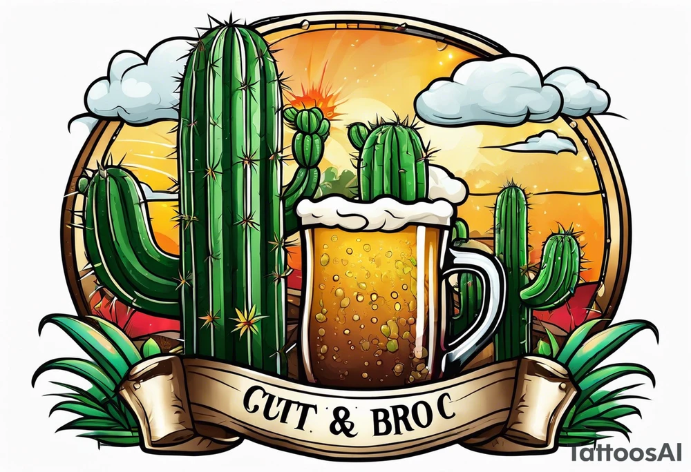 Beer bro cactus tattoo idea