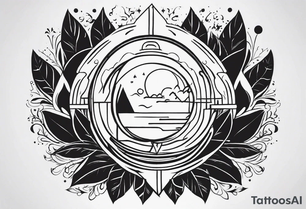 a half-sleeve black and white tattoo idea that incorporates mental health awareness, a passion for EDM music, a first responder past, and keeping a positive mindset. I want everything designed into each other thing tattoo idea