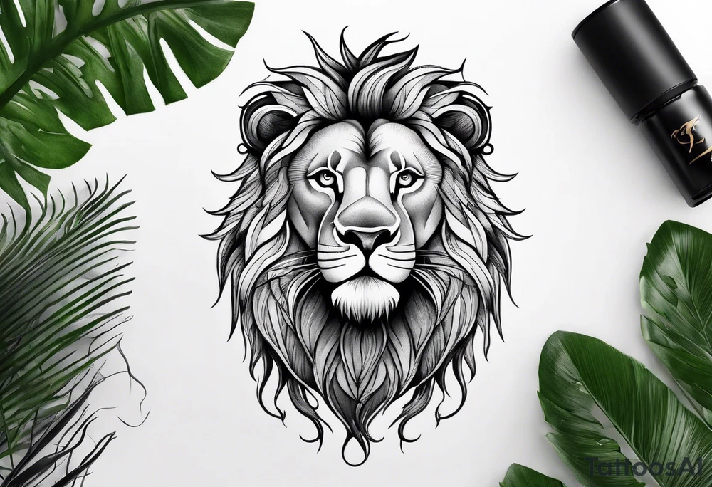Lion in jungle tattoo idea