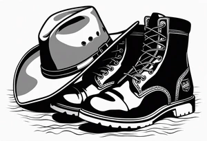 Keep it simple. A pair of timberland boots next to two flip flops and a cowboyhat on the Beach. tattoo idea