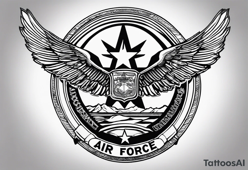 2023 Air Force symbol combined with the 2023 civil engineer symbol inside tattoo idea