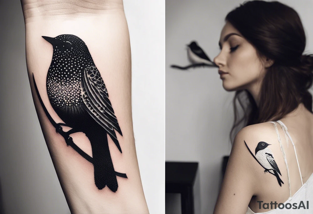 Minimalistic birds different species tattoo idea