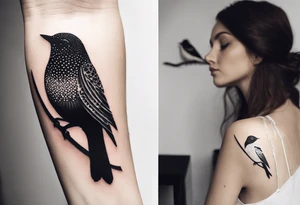 Minimalistic birds different species tattoo idea