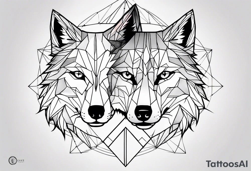 Constellation, two animal wolf, géométric tattoo idea