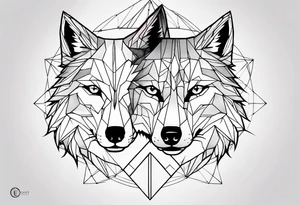 Constellation, two animal wolf, géométric tattoo idea