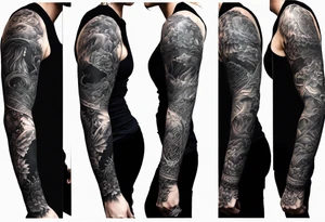 full arm sleeve very dark with Elphaba tattoo idea