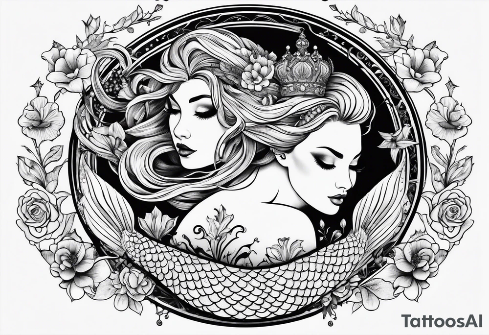 Russian mermaid creepy tattoo idea