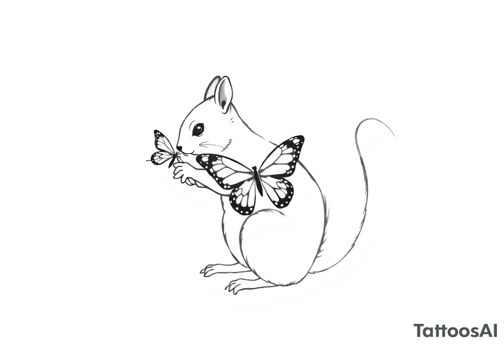 Squirrel holding butterfly tattoo idea