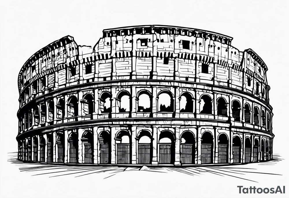 Weathered Roman colosseum tattoo idea