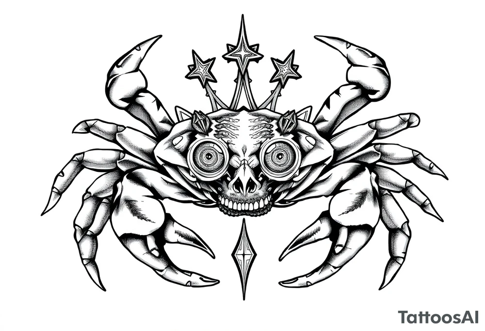 A king crab with the cancer zodiac visual and Hyde eyes tattoo idea