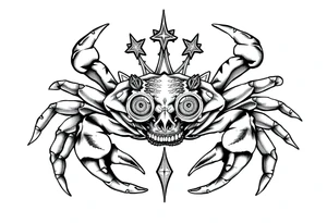 A king crab with the cancer zodiac visual and Hyde eyes tattoo idea