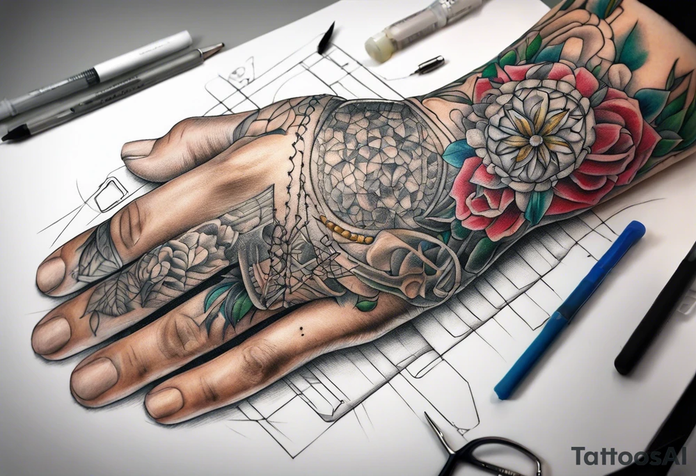 medical stitches reattaching limb tattoo idea