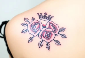 Roses with crown and 1982 tattoo idea