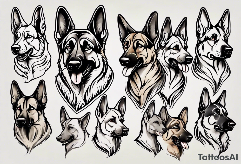 German shepherd portrait tattoo idea