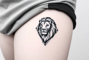 Lion with diamond geometric shapes and tattoo idea