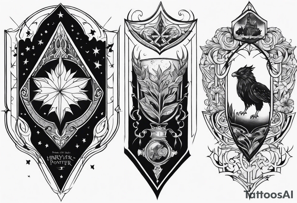 Harry Potter theme tattoo sleeve tattoo idea