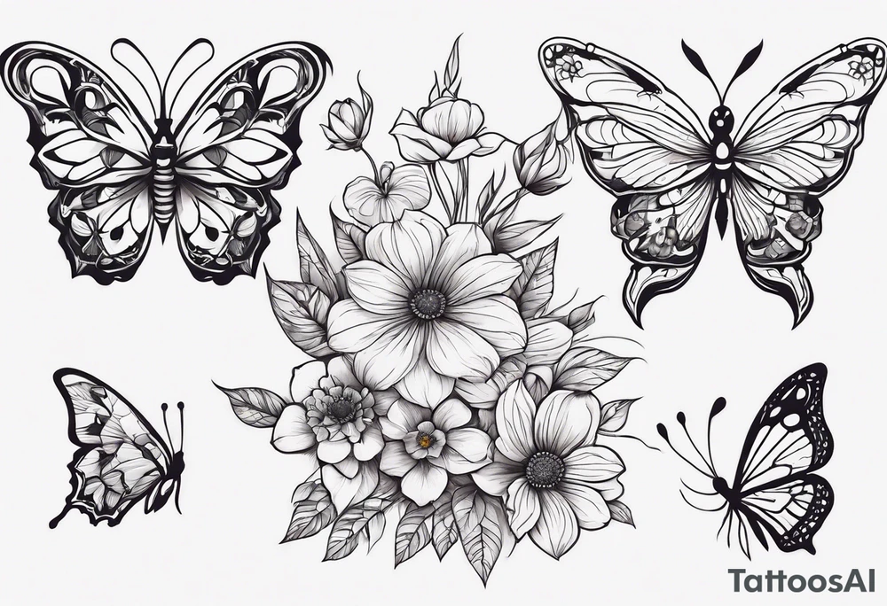 full body skeleton
 flowers and butterflies
simple design minimal tattoo idea