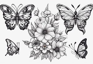 full body skeleton
 flowers and butterflies
simple design minimal tattoo idea