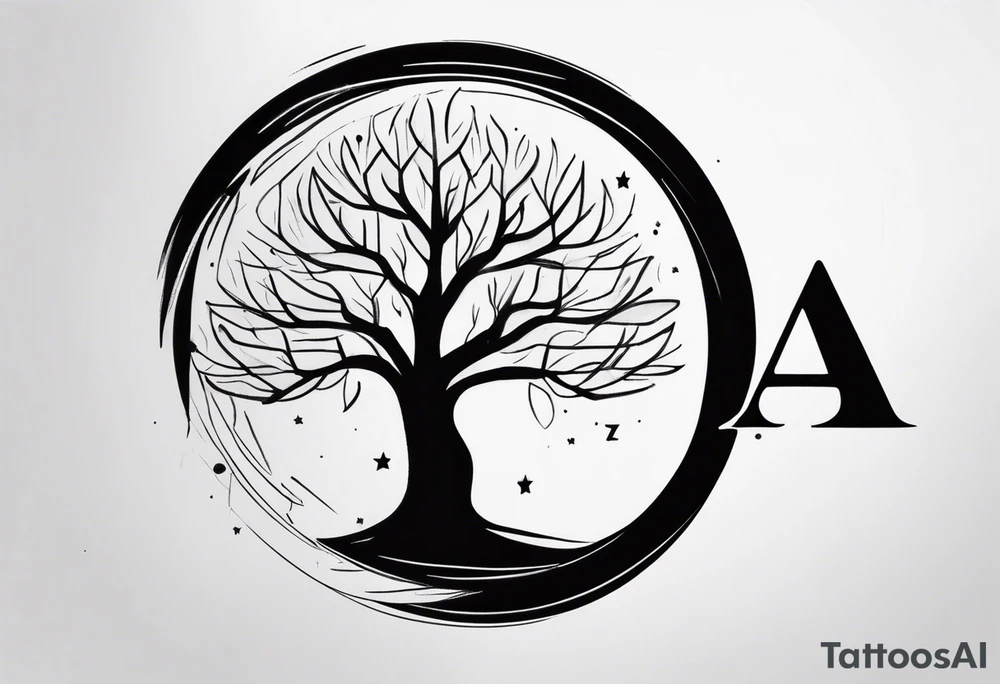 tree with the letter A tattoo idea