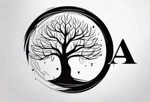 tree with the letter A tattoo idea