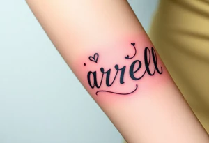 neon colors, 1 inch font, "Darrell" with lots of whimsical background tattoo idea