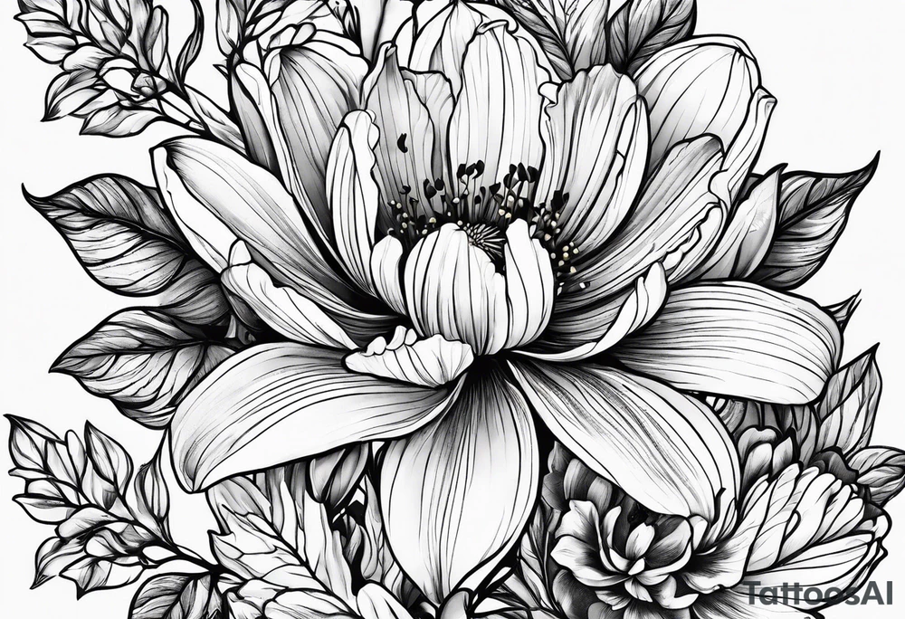 Birth Month Flowers
January, February, March, May, August tattoo idea
