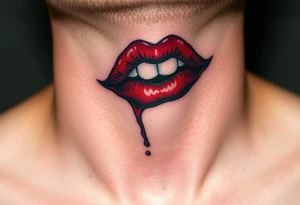 Seductive Stain from lipstick kiss with initial lowercase lrs with drool without teeth tattoo idea
