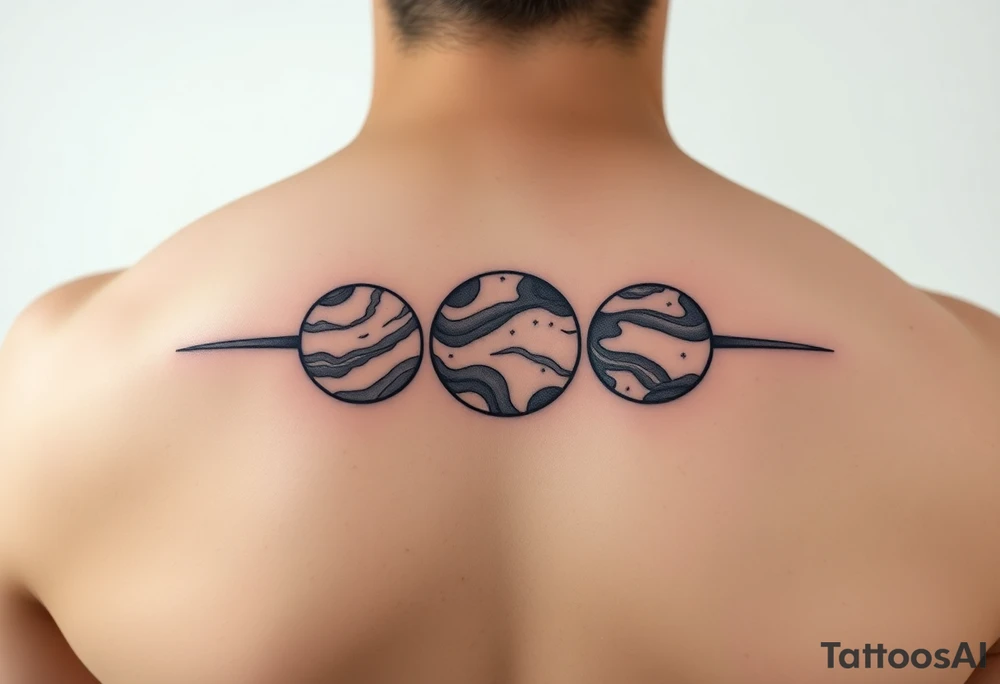 3 planet horizontal tattoo idea
