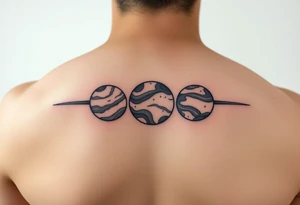 3 planet horizontal tattoo idea