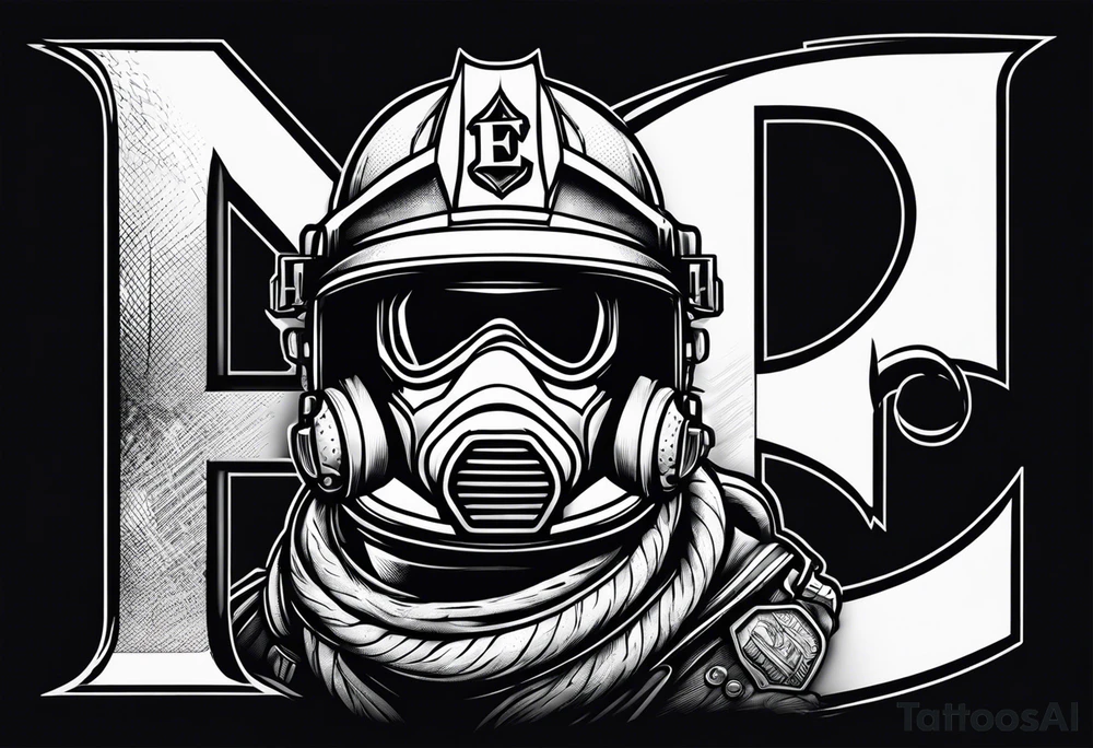 2 letters E, helmet fire fighter, right rescues tattoo idea