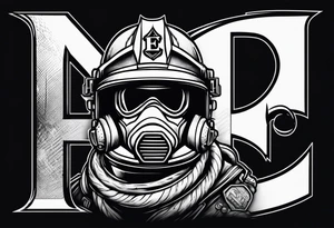 2 letters E, helmet fire fighter, right rescues tattoo idea