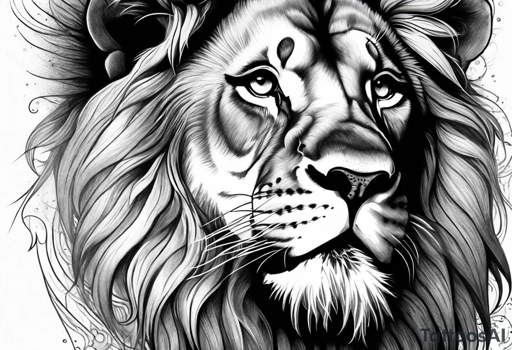 Lion face thigh tattoo tattoo idea