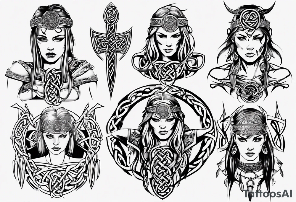 Celtic style female warrior tattoo idea