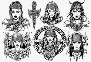 Celtic style female warrior tattoo idea