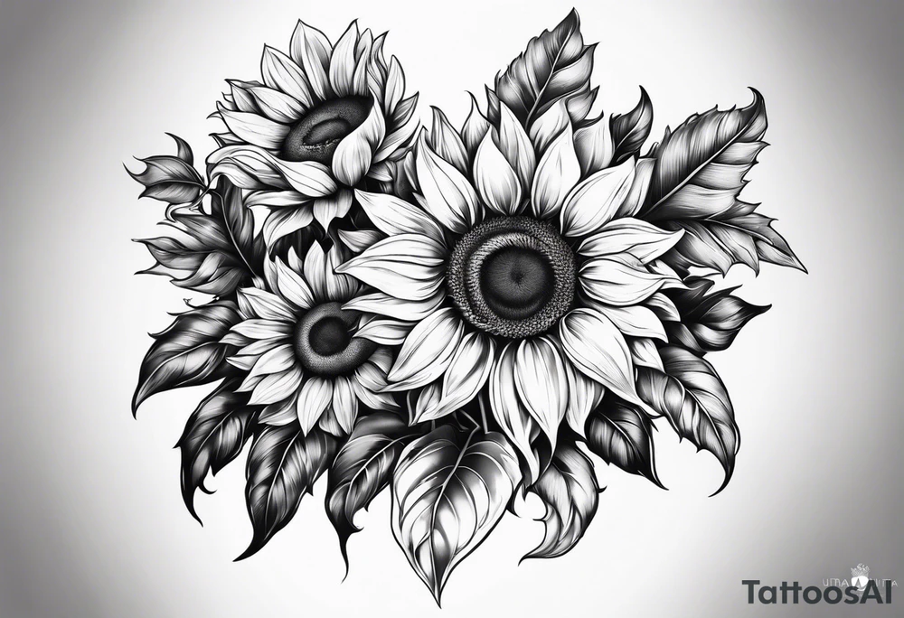 Sunflower leg sleeve tattoo idea